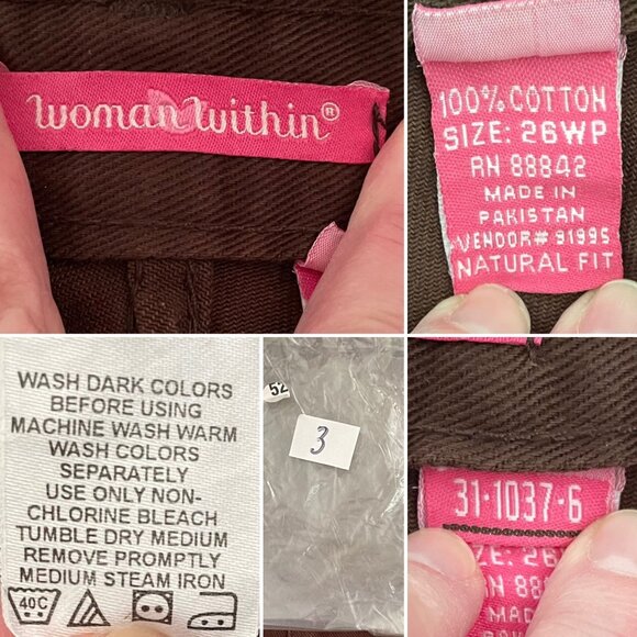 Woman Within Natural Fit Brown Pants 26WP Cotton - Picture 3 of 7